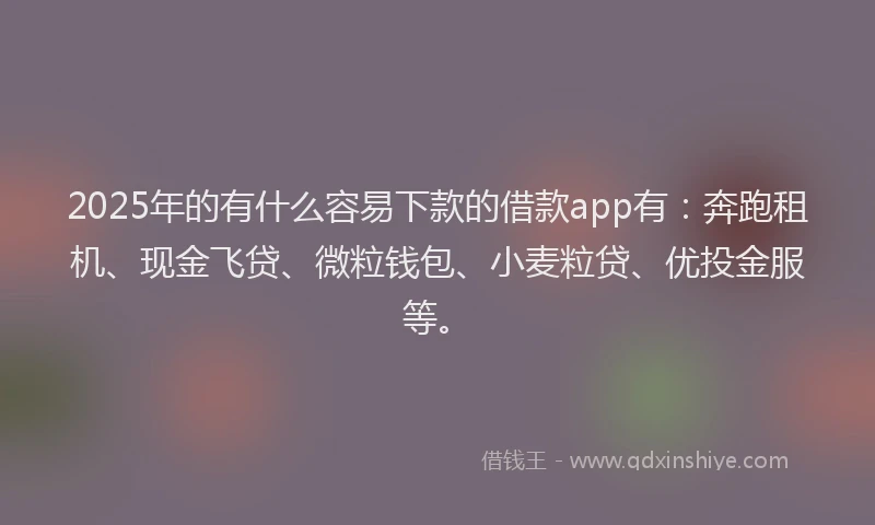 2025年的有什么容易下款的借款app有：奔跑租机、现金飞贷、微粒钱包、小麦粒贷、优投金服等。