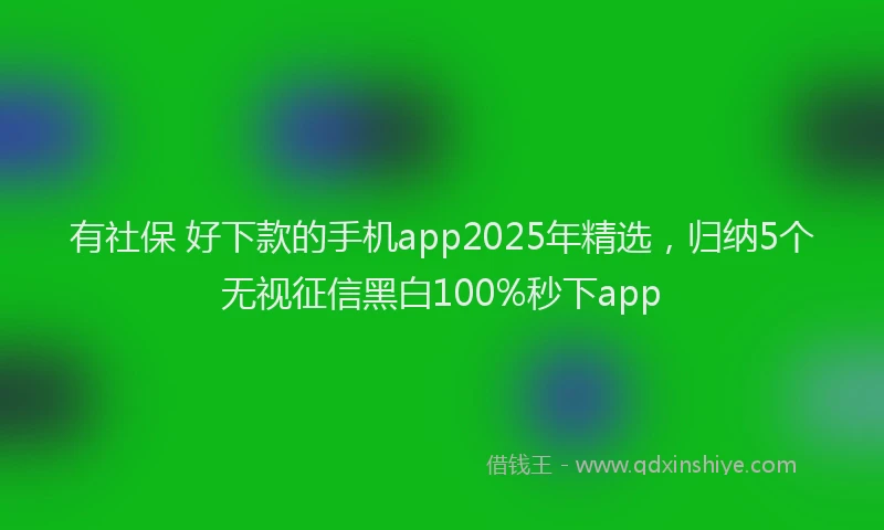 有社保 好下款的手机app2025年精选，归纳5个无视征信黑白100%秒下app