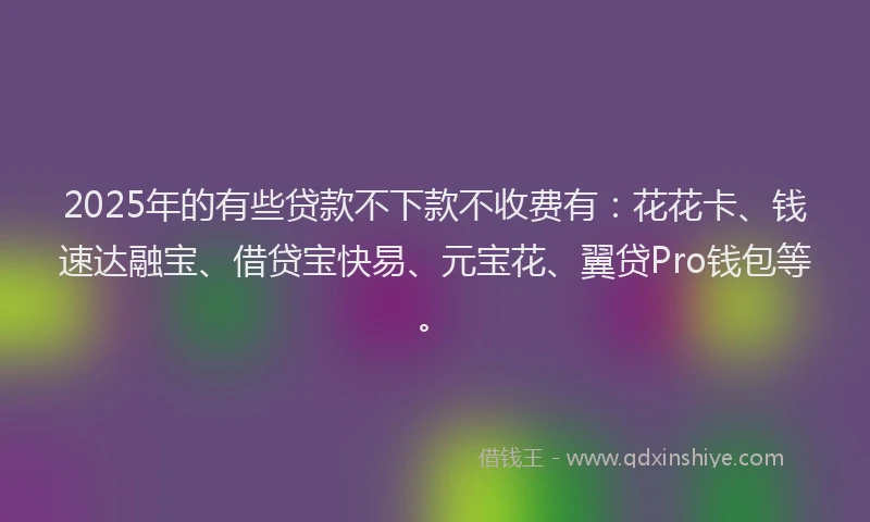 2025年的有些贷款不下款不收费有：花花卡、钱速达融宝、借贷宝快易、元宝花、翼贷Pro钱包等。