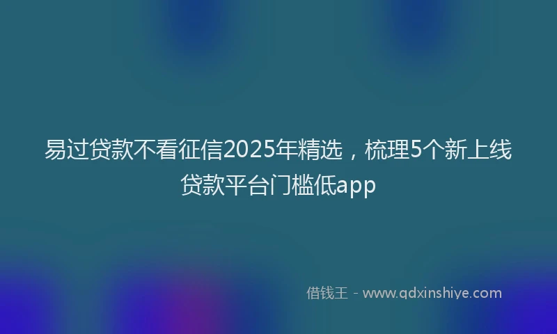 易过贷款不看征信2025年精选，梳理5个新上线贷款平台门槛低app