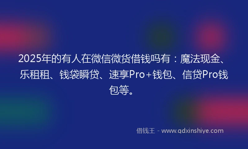 2025年的有人在微信微货借钱吗有：魔法现金、乐租租、钱袋瞬贷、速享Pro+钱包、信贷Pro钱包等。