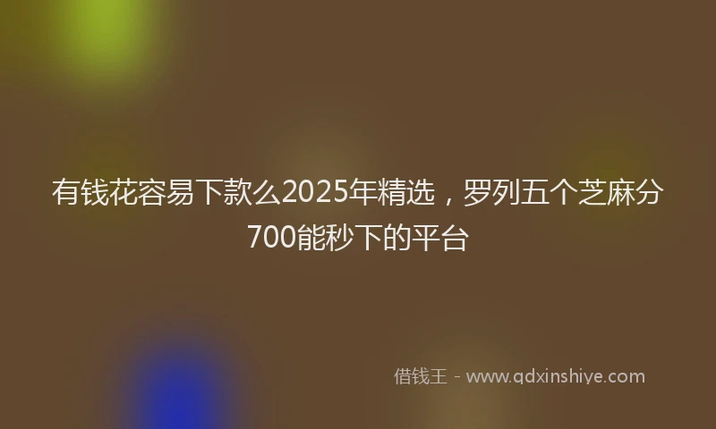 有钱花容易下款么2025年精选，罗列五个芝麻分700能秒下的平台
