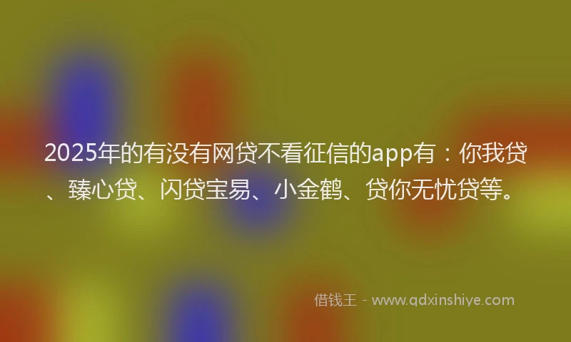 2025年的有没有网贷不看征信的app有：你我贷、臻心贷、闪贷宝易、小金鹤、贷你无忧贷等。