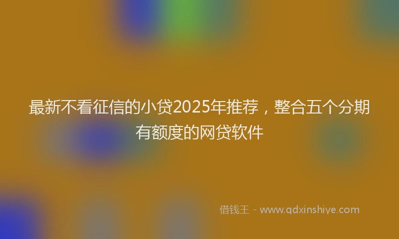 最新不看征信的小贷2025年推荐，整合五个分期有额度的网贷软件