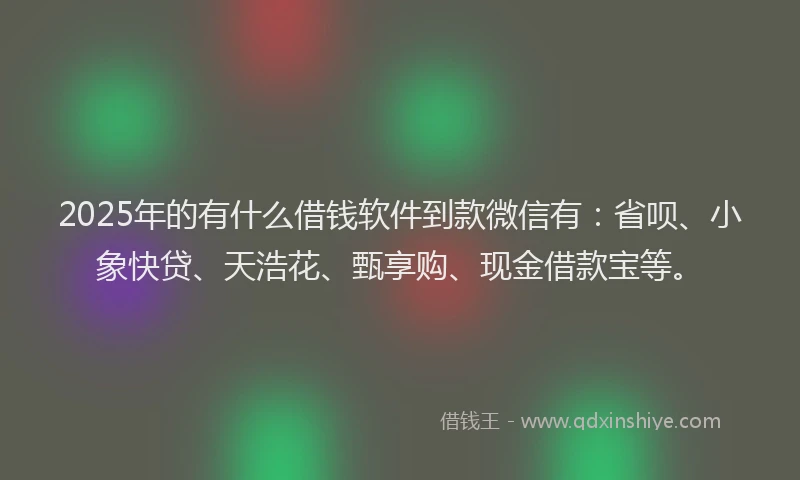 2025年的有什么借钱软件到款微信有：省呗、小象快贷、天浩花、甄享购、现金借款宝等。
