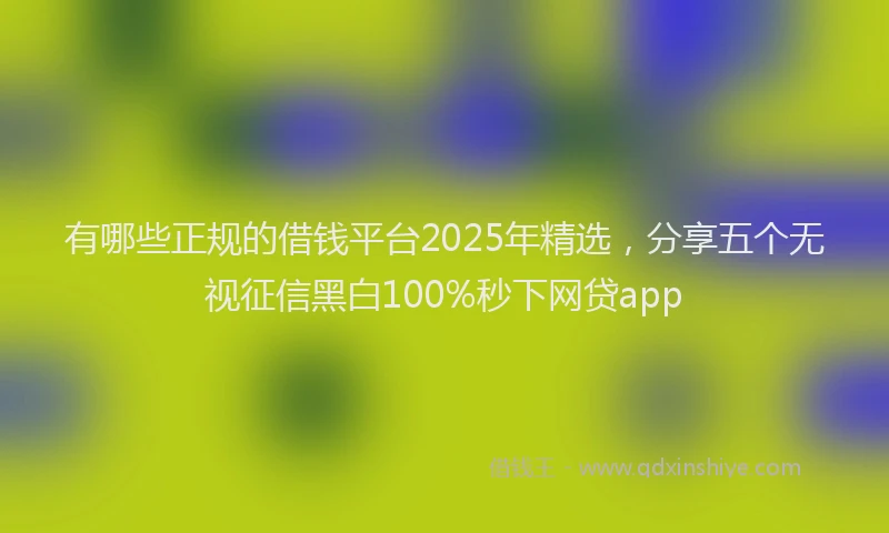 有哪些正规的借钱平台2025年精选，分享五个无视征信黑白100%秒下网贷app