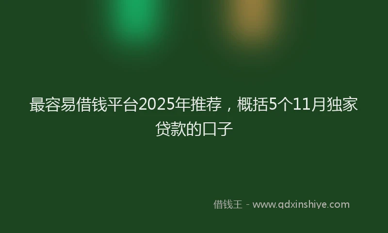 最容易借钱平台2025年推荐，概括5个11月独家贷款的口子