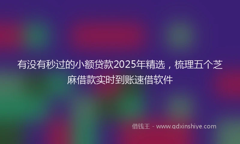 有没有秒过的小额贷款2025年精选，梳理五个芝麻借款实时到账速借软件
