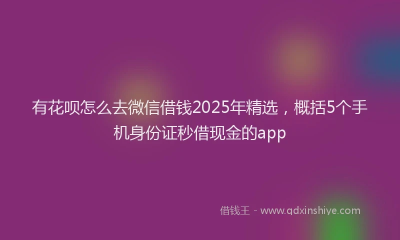 有花呗怎么去微信借钱2025年精选，概括5个手机身份证秒借现金的app