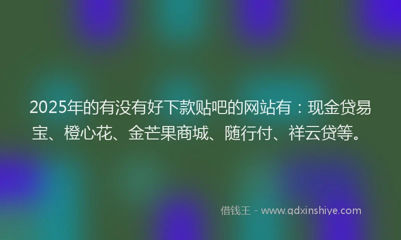2025年的有没有好下款贴吧的网站有：现金贷易宝、橙心花、金芒果商城、随行付、祥云贷等。