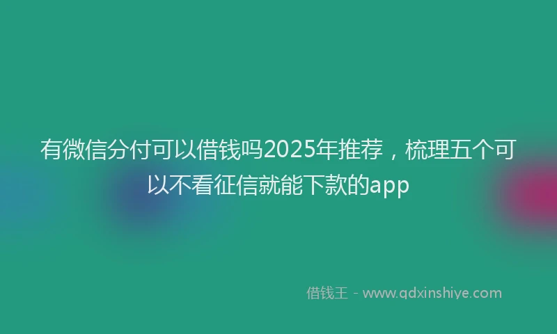 有微信分付可以借钱吗2025年推荐，梳理五个可以不看征信就能下款的app