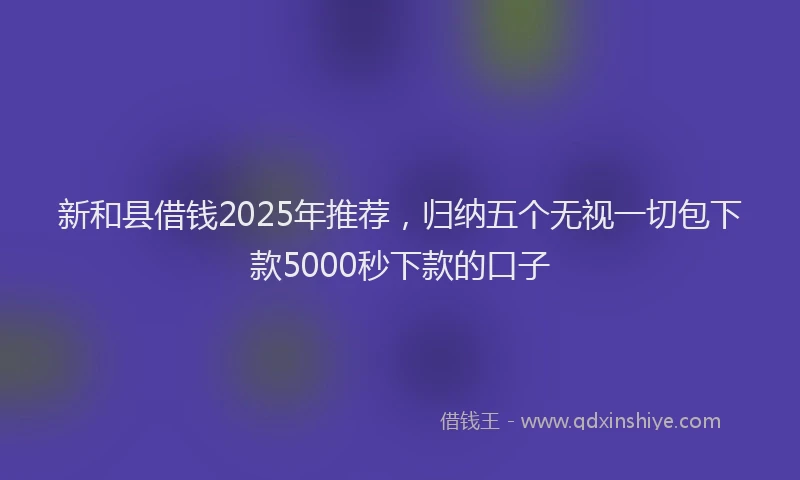 新和县借钱2025年推荐，归纳五个无视一切包下款5000秒下款的口子