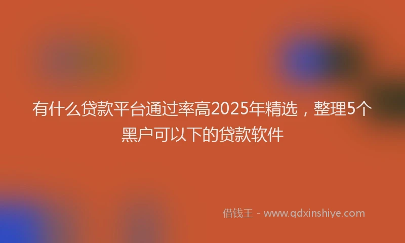 有什么贷款平台通过率高2025年精选，整理5个黑户可以下的贷款软件