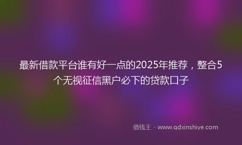 最新借款平台谁有好一点的2025年推荐，整合5个无视征信黑户必下的贷款口子