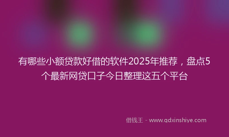 有哪些小额贷款好借的软件2025年推荐，盘点5个最新网贷口子今日整理这五个平台