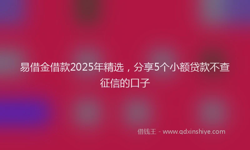 易借金借款2025年精选，分享5个小额贷款不查征信的口子