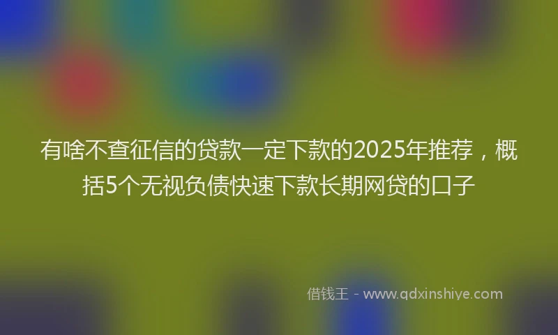有啥不查征信的贷款一定下款的2025年推荐，概括5个无视负债快速下款长期网贷的口子
