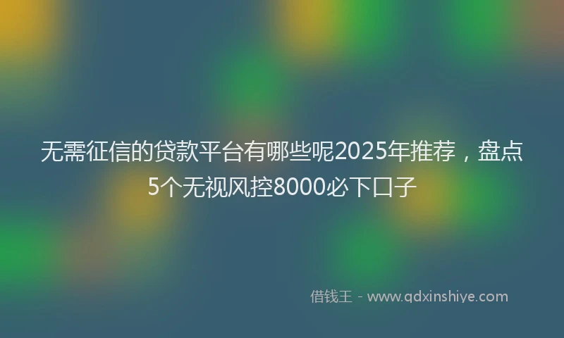 无需征信的贷款平台有哪些呢2025年推荐，盘点5个无视风控8000必下口子