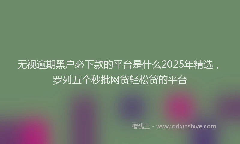 无视逾期黑户必下款的平台是什么2025年精选，罗列五个秒批网贷轻松贷的平台