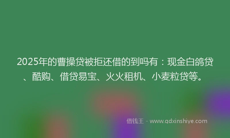 2025年的曹操贷被拒还借的到吗有：现金白鸽贷、酷购、借贷易宝、火火租机、小麦粒贷等。