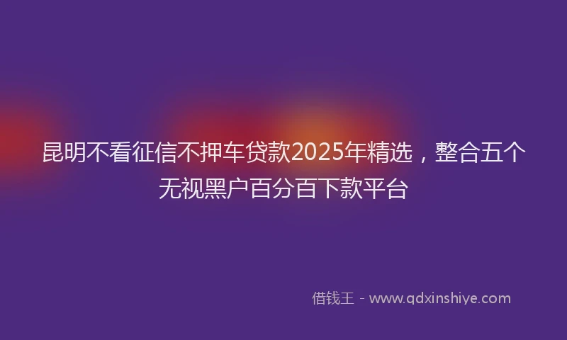 昆明不看征信不押车贷款2025年精选，整合五个无视黑户百分百下款平台