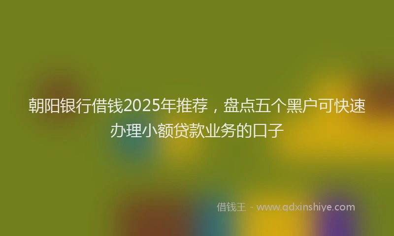 朝阳银行借钱2025年推荐，盘点五个黑户可快速办理小额贷款业务的口子