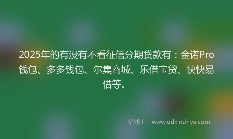 2025年的有没有不看征信分期贷款有：金诺Pro钱包、多多钱包、尔集商城、乐借宝贷、快快易借等。