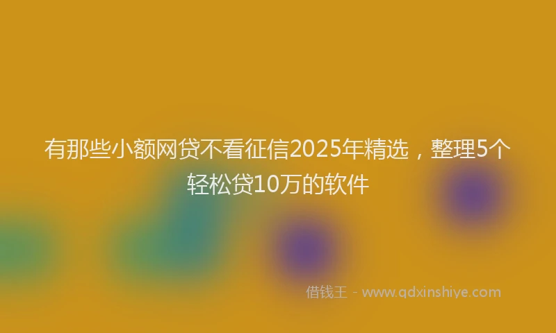 有那些小额网贷不看征信2025年精选，整理5个轻松贷10万的软件