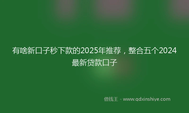 有啥新口子秒下款的2025年推荐，整合五个2024最新贷款口子