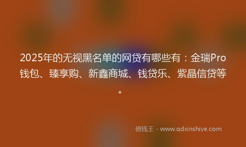 2025年的无视黑名单的网贷有哪些有：金瑞Pro钱包、臻享购、新鑫商城、钱贷乐、紫晶信贷等。