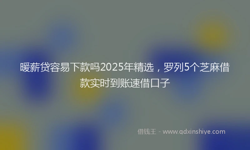 暖薪贷容易下款吗2025年精选，罗列5个芝麻借款实时到账速借口子