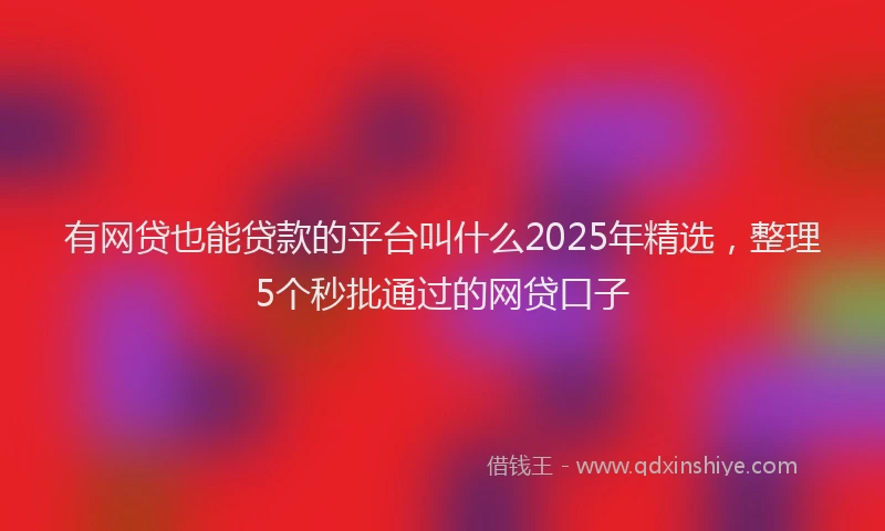 有网贷也能贷款的平台叫什么2025年精选，整理5个秒批通过的网贷口子