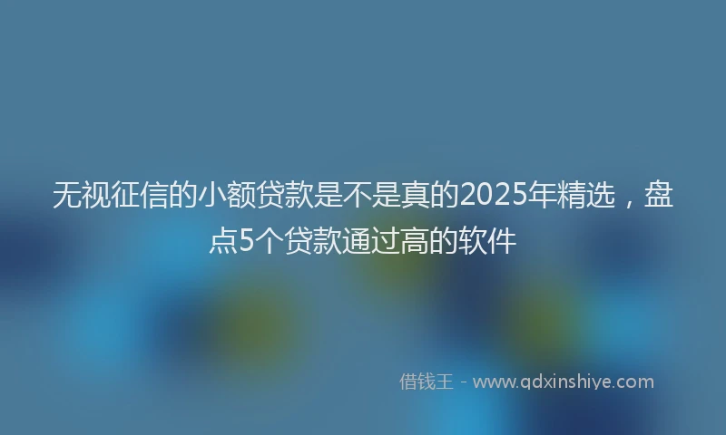 无视征信的小额贷款是不是真的2025年精选，盘点5个贷款通过高的软件