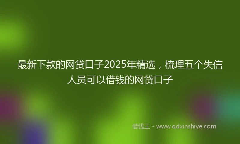 最新下款的网贷口子2025年精选，梳理五个失信人员可以借钱的网贷口子