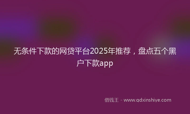 无条件下款的网贷平台2025年推荐，盘点五个黑户下款app
