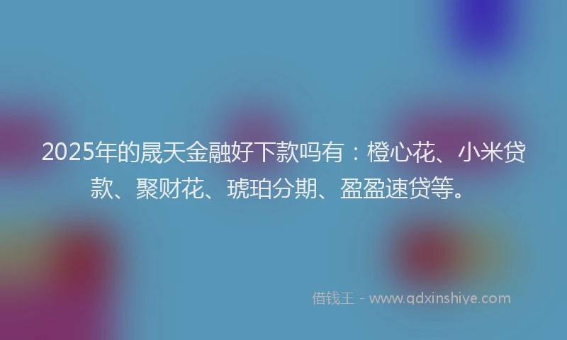 2025年的晟天金融好下款吗有：橙心花、小米贷款、聚财花、琥珀分期、盈盈速贷等。