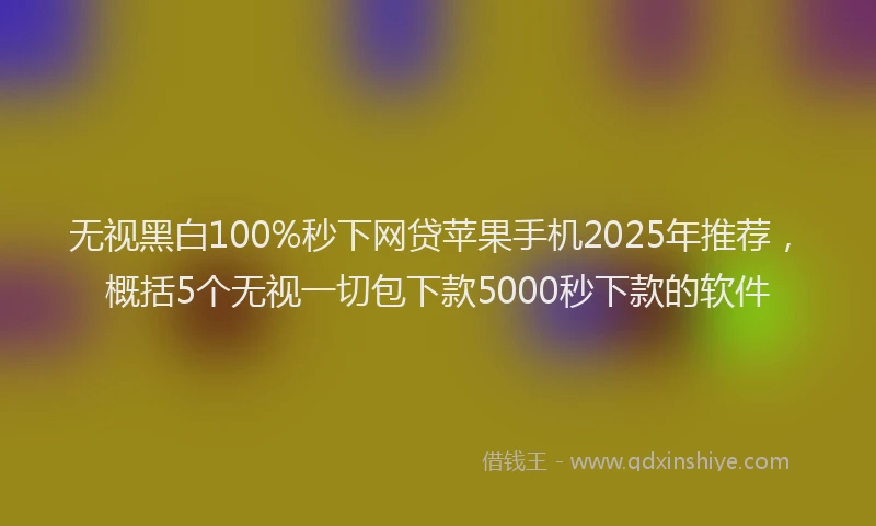 无视黑白100%秒下网贷苹果手机2025年推荐，概括5个无视一切包下款5000秒下款的软件