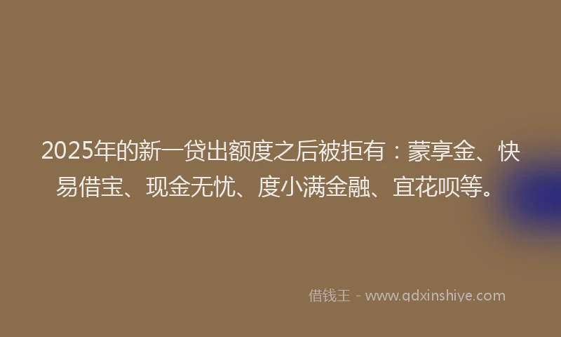 2025年的新一贷出额度之后被拒有：蒙享金、快易借宝、现金无忧、度小满金融、宜花呗等。
