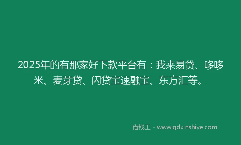 2025年的有那家好下款平台有：我来易贷、哆哆米、麦芽贷、闪贷宝速融宝、东方汇等。