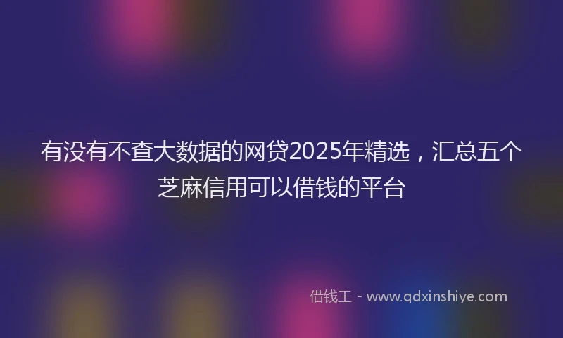 有没有不查大数据的网贷2025年精选，汇总五个芝麻信用可以借钱的平台