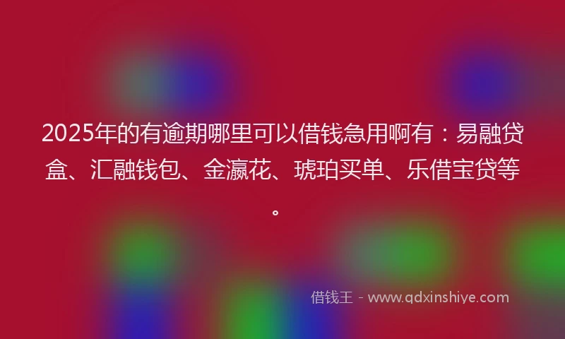 2025年的有逾期哪里可以借钱急用啊有：易融贷盒、汇融钱包、金瀛花、琥珀买单、乐借宝贷等。