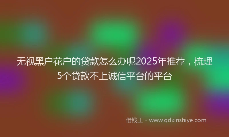 无视黑户花户的贷款怎么办呢2025年推荐，梳理5个贷款不上诚信平台的平台
