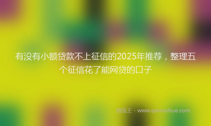 有没有小额贷款不上征信的2025年推荐，整理五个征信花了能网贷的口子