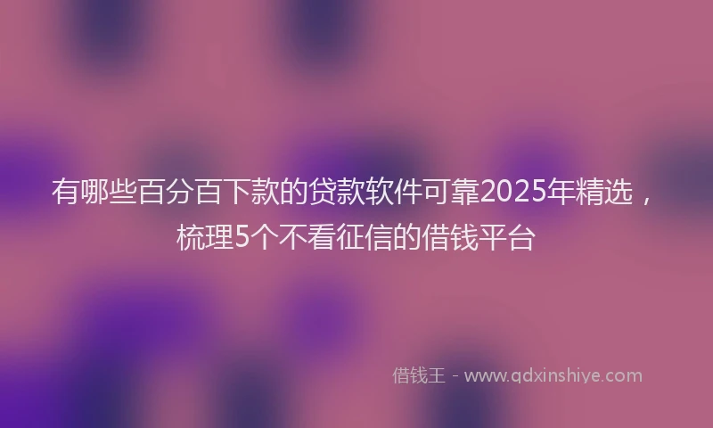 有哪些百分百下款的贷款软件可靠2025年精选，梳理5个不看征信的借钱平台