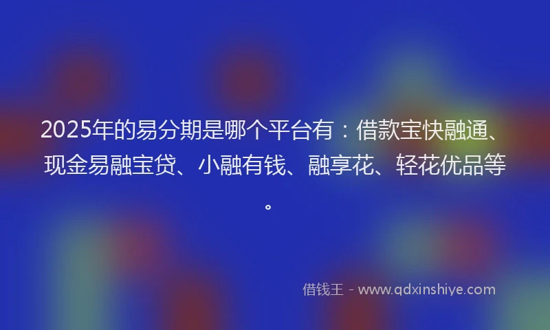 2025年的易分期是哪个平台有：借款宝快融通、现金易融宝贷、小融有钱、融享花、轻花优品等。