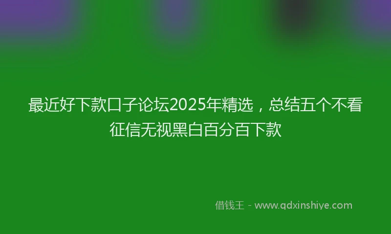 最近好下款口子论坛2025年精选，总结五个不看征信无视黑白百分百下款