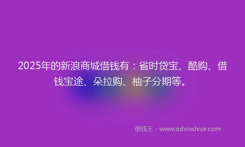 2025年的新浪商城借钱有：省时贷宝、酷购、借钱宝途、朵拉购、柚子分期等。