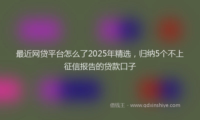 最近网贷平台怎么了2025年精选，归纳5个不上征信报告的贷款口子