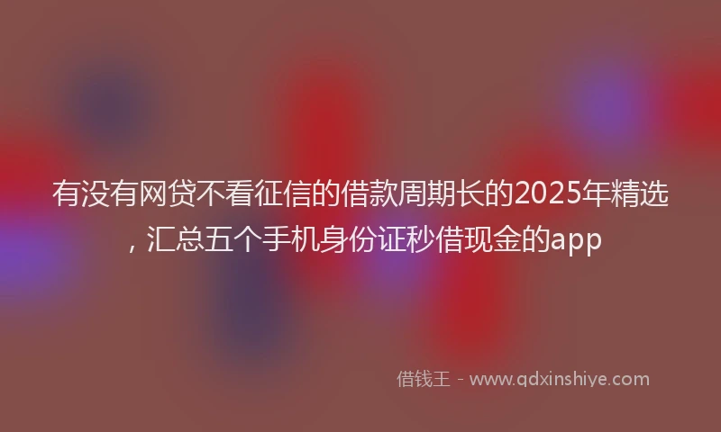 有没有网贷不看征信的借款周期长的2025年精选，汇总五个手机身份证秒借现金的app