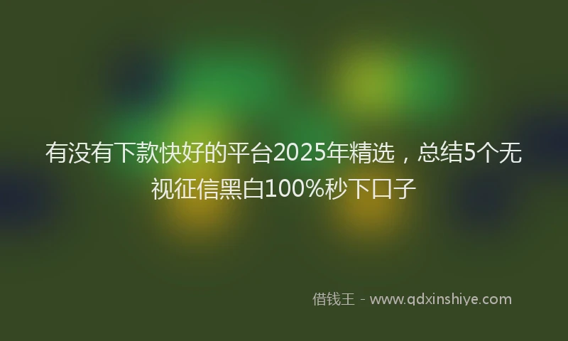 有没有下款快好的平台2025年精选，总结5个无视征信黑白100%秒下口子